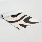 Modern Liquid Swirl Abstract Pattern Square in Almond Cream and Black Yoga Mat Gallery Image 2