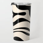 Modern Liquid Swirl Abstract Pattern Square in Almond Cream and Black Travel Mug Gallery Image 3