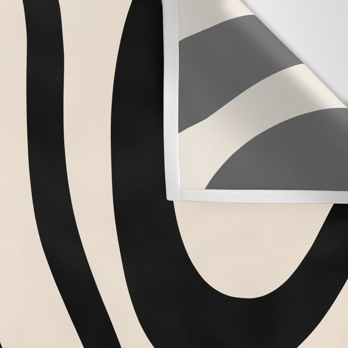 Modern Liquid Swirl Abstract Pattern Square in Almond Cream and Black Wall Tapestry Gallery Image 3