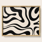 Modern Liquid Swirl Abstract Pattern Square in Almond Cream and Black Serving Tray Gallery Image 1