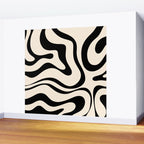 Modern Liquid Swirl Abstract Pattern Square in Almond Cream and Black Wall Mural Gallery Image 2