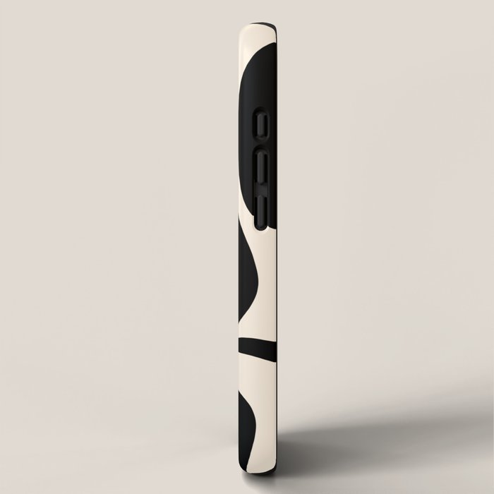 Modern Liquid Swirl Abstract Pattern Square in Almond Cream and Black iPhone Case Gallery Image 2