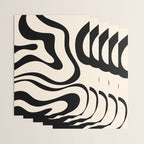 Modern Liquid Swirl Abstract Pattern Square in Almond Cream and Black Wrapping Paper Gallery Image 3