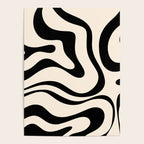 Modern Liquid Swirl Abstract Pattern Square in Almond Cream and Black Poster Gallery Image 4