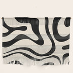 Modern Liquid Swirl Abstract Pattern Square in Almond Cream and Black Wall Hanging Gallery Image 1