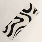 Modern Liquid Swirl Abstract Pattern Square in Almond Cream and Black Yoga Mat Gallery Image 1