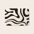 Modern Liquid Swirl Abstract Pattern Square in Almond Cream and Black Bath Mat Gallery Image 1