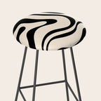 Modern Liquid Swirl Abstract Pattern Square in Almond Cream and Black Stool Gallery Image 2