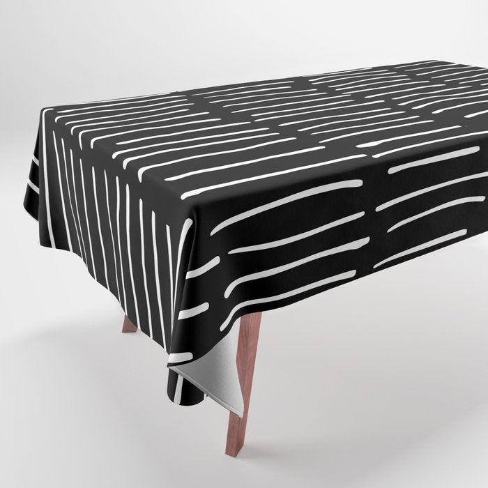 Black and White Minimal Stripe Tablecloth Gallery Image 1