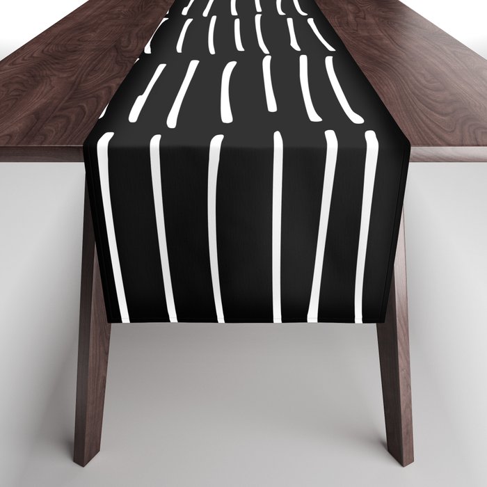 Black and White Minimal Stripe Table Runner Gallery Image 1