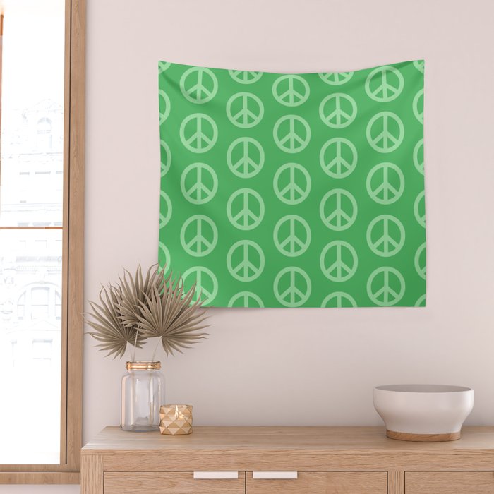 Peace Symbols - Green Wall Tapestry Gallery Image 2