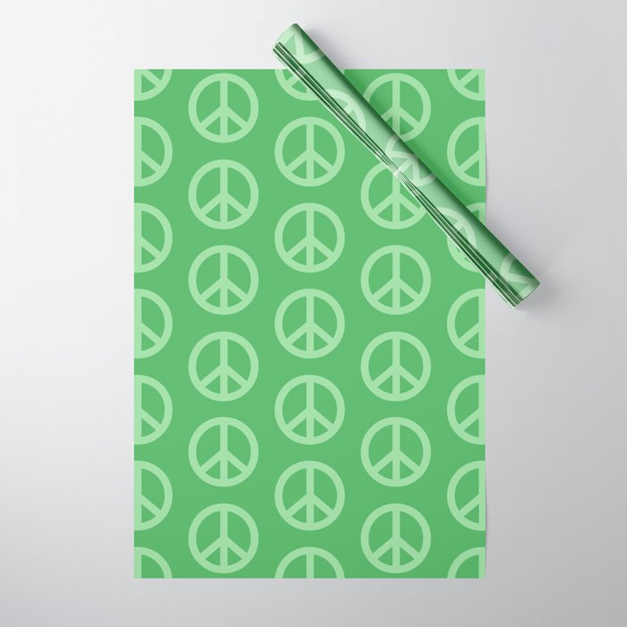 Peace Symbols - Green Wrapping Paper Gallery Image 1