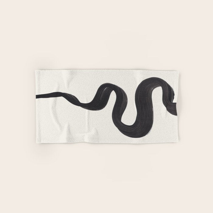 Minimalist Abstract Art Smoke Genie In The Lamp Mythical Magical Ink Art Black & White Towels Gallery Image 1