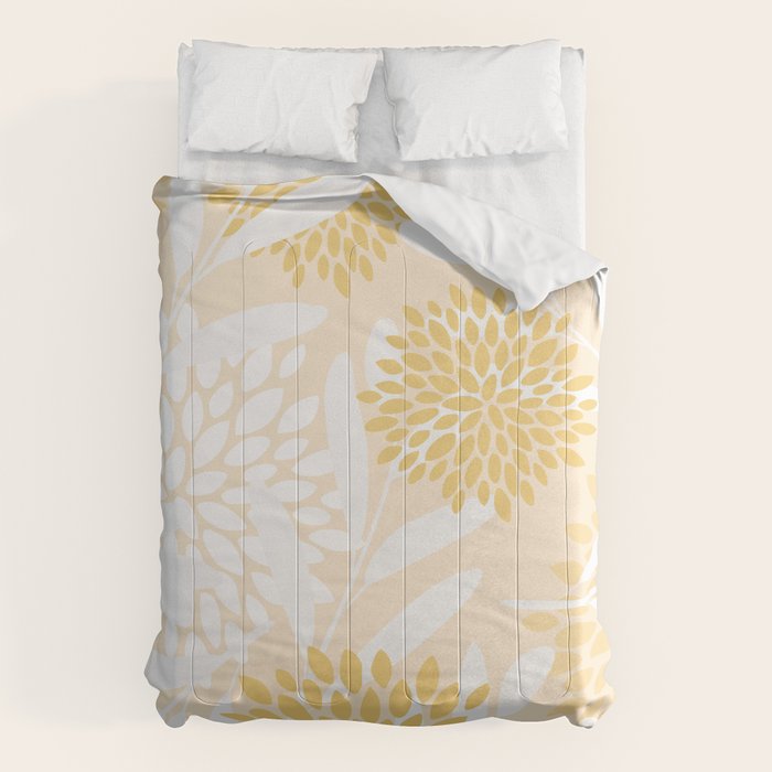 Floral Prints, Leaves and Blooms, Yellow and White Comforter Gallery Image 6