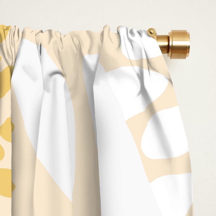 Floral Prints, Leaves and Blooms, Yellow and White Window Curtain Gallery Image 2
