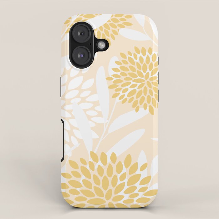 Floral Prints, Leaves and Blooms, Yellow and White iPhone Case Gallery Image 1