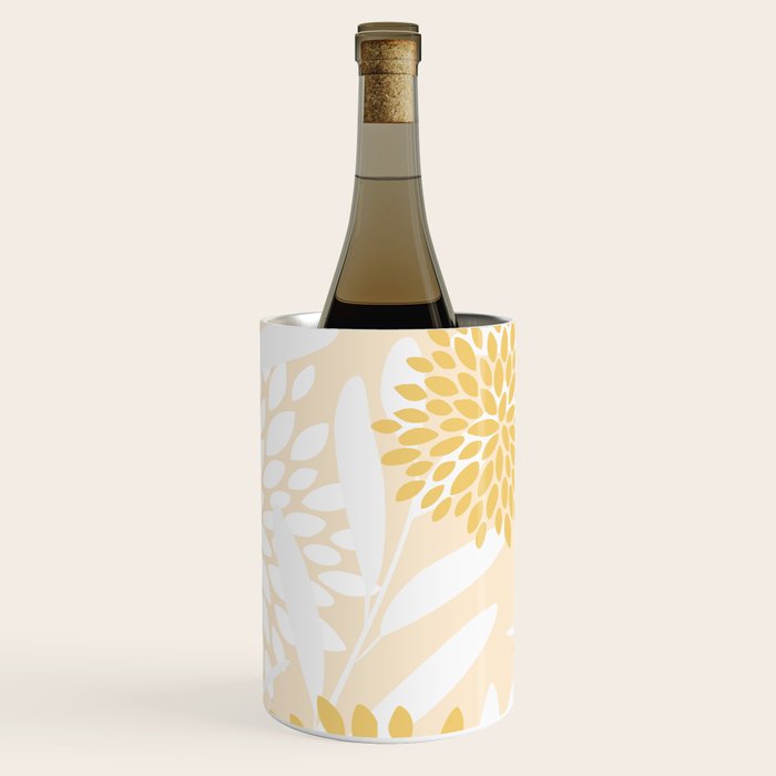 Floral Prints, Leaves and Blooms, Yellow and White Wine Chiller Gallery Image 1