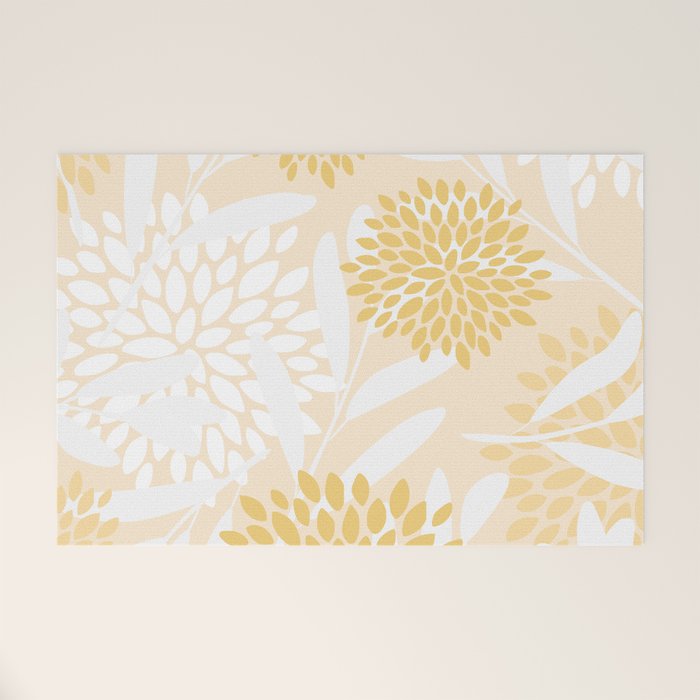 Floral Prints, Leaves and Blooms, Yellow and White Welcome Mat Gallery Image 1