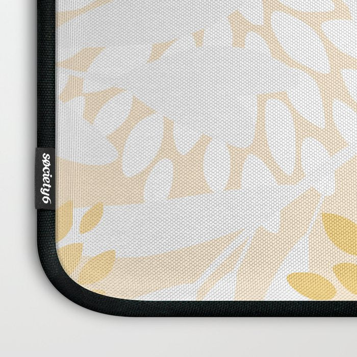Floral Prints, Leaves and Blooms, Yellow and White Laptop Sleeve Gallery Image 3