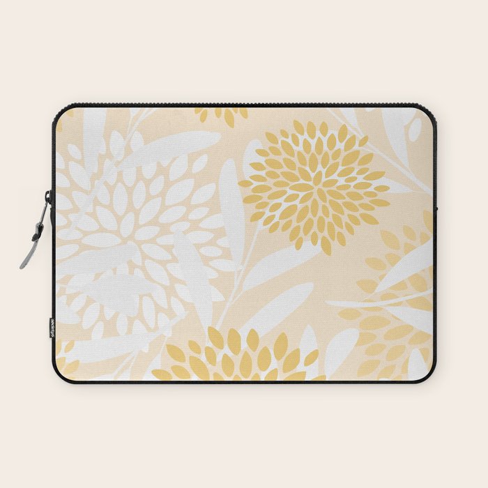 Floral Prints, Leaves and Blooms, Yellow and White Laptop Sleeve Gallery Image 1