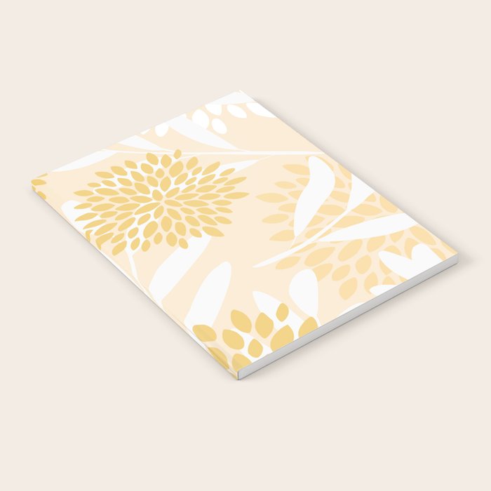 Floral Prints, Leaves and Blooms, Yellow and White Notebook Gallery Image 2