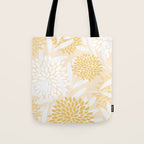 Floral Prints, Leaves and Blooms, Yellow and White Tote Bag Gallery Image 1