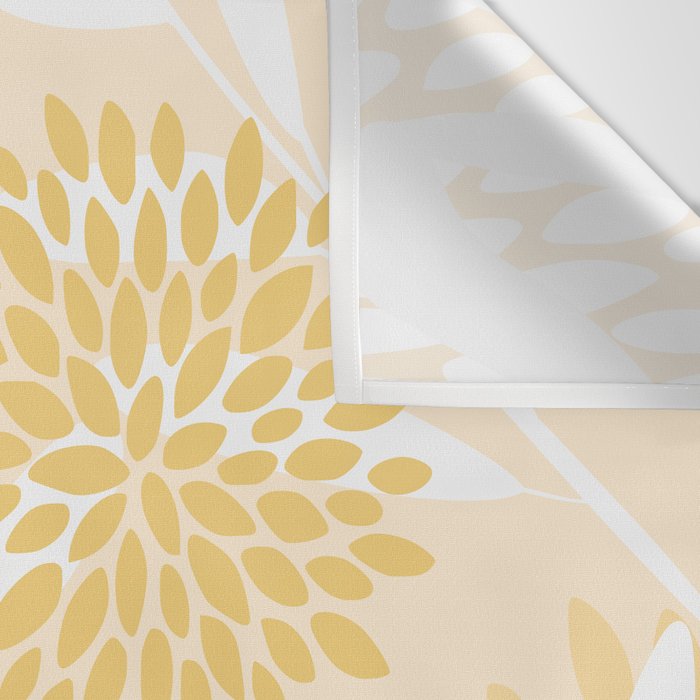 Floral Prints, Leaves and Blooms, Yellow and White Wall Tapestry Gallery Image 3