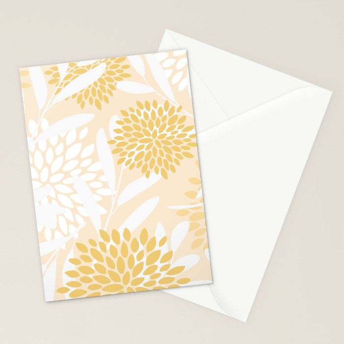 Floral Prints, Leaves and Blooms, Yellow and White Stationery Card Gallery Image 2