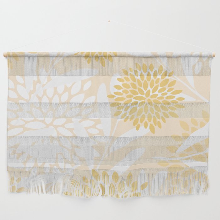 Floral Prints, Leaves and Blooms, Yellow and White Wall Hanging Gallery Image 1