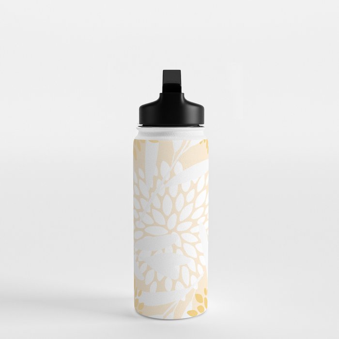 Floral Prints, Leaves and Blooms, Yellow and White Water Bottle Gallery Image 3