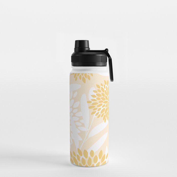 Floral Prints, Leaves and Blooms, Yellow and White Water Bottle Gallery Image 2