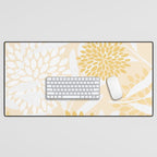 Floral Prints, Leaves and Blooms, Yellow and White Desk Mat Gallery Image 1