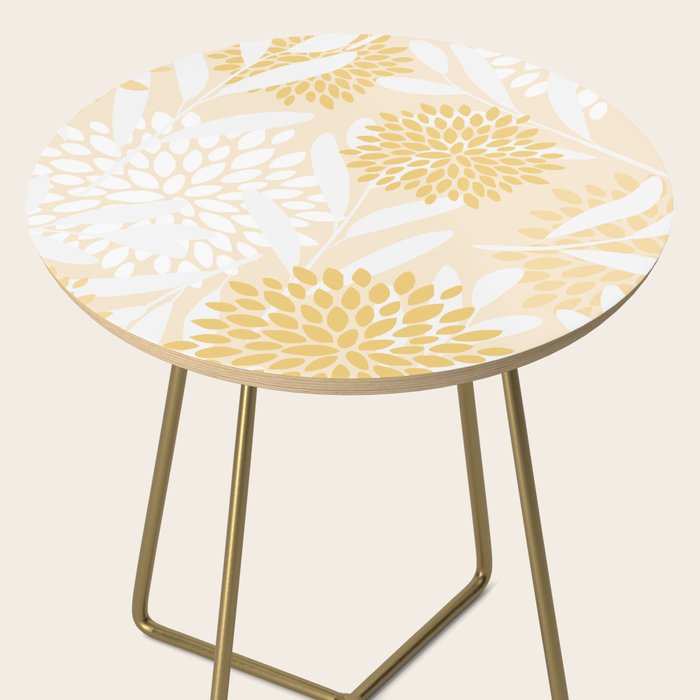 Floral Prints, Leaves and Blooms, Yellow and White Side Table Gallery Image 2