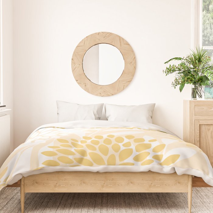 Floral Prints, Leaves and Blooms, Yellow and White Duvet Cover Gallery Image 3