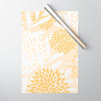 Floral Prints, Leaves and Blooms, Yellow and White Wrapping Paper Gallery Image 1