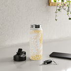 Floral Prints, Leaves and Blooms, Yellow and White Water Bottle Gallery Image 4
