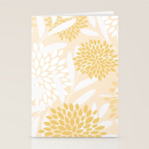 Floral Prints, Leaves and Blooms, Yellow and White Stationery Card Gallery Image 1