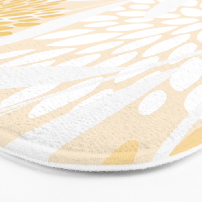 Floral Prints, Leaves and Blooms, Yellow and White Bath Mat Gallery Image 3