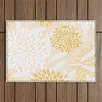 Floral Prints, Leaves and Blooms, Yellow and White Outdoor Rug Gallery Image 1