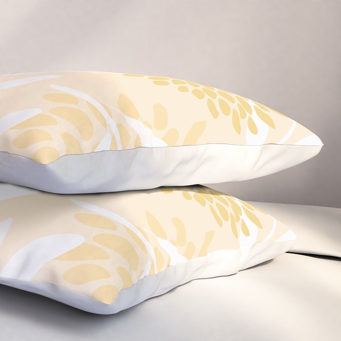 Floral Prints, Leaves and Blooms, Yellow and White Pillow Sham Gallery Image 3