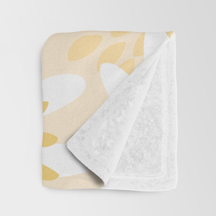 Floral Prints, Leaves and Blooms, Yellow and White Throw Blanket Gallery Image 3