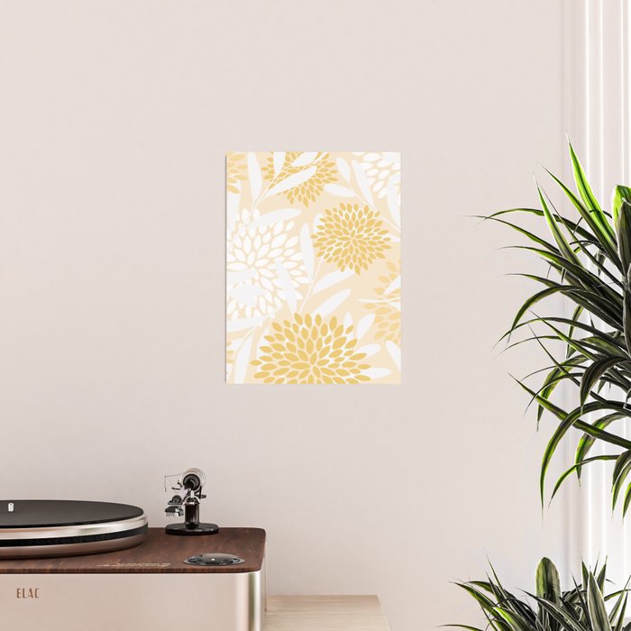 Floral Prints, Leaves and Blooms, Yellow and White Poster Gallery Image 2