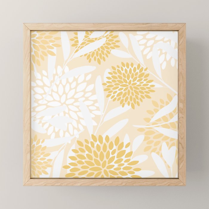 Floral Prints, Leaves and Blooms, Yellow and White Mini Art Print Gallery Image 1