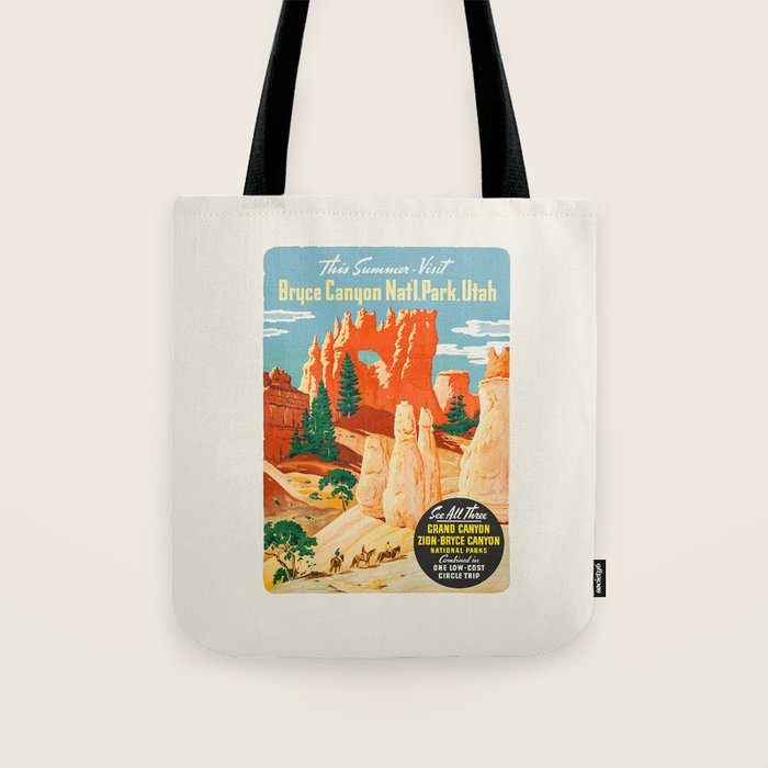 Bryce Canyon National Park Vintage travel poster, 1930 Tote Bag Gallery Image 1