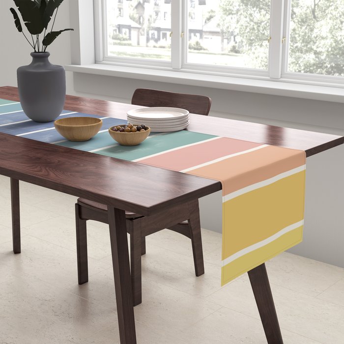 Gradient Arch XX Retro Mid Century Modern Rainbow Table Runner Gallery Image 2