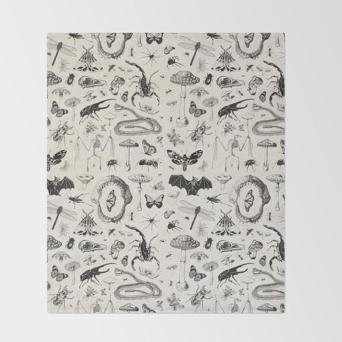 Bones, Bugs, Botanicals Throw Blanket Gallery Image 2