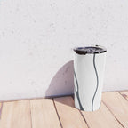 Modern Boho Art Nouveau Floral 3.1 ochre green grey Travel Mug Gallery Image 4