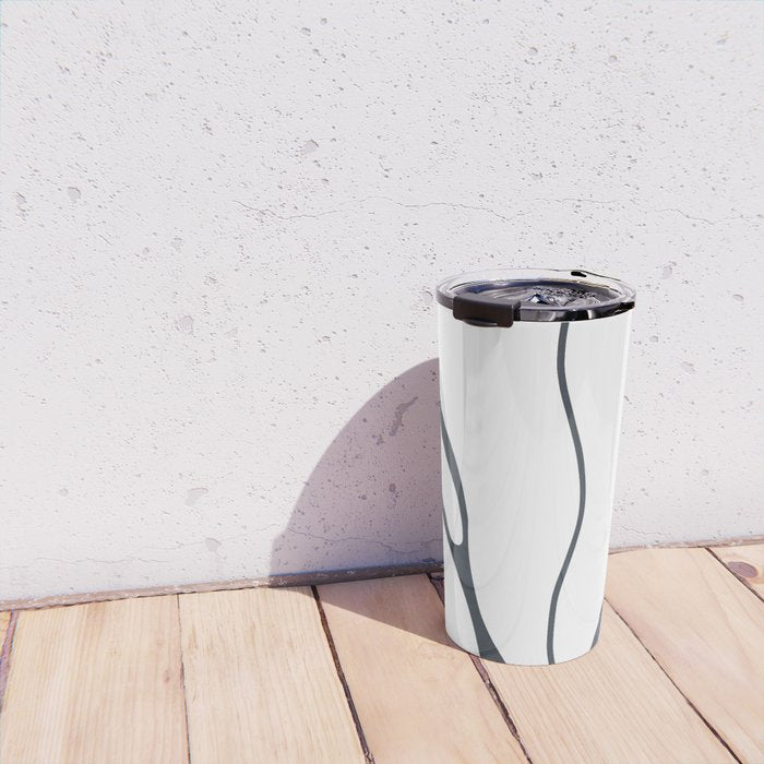 Modern Boho Art Nouveau Floral 3.1 ochre green grey Travel Mug Gallery Image 4