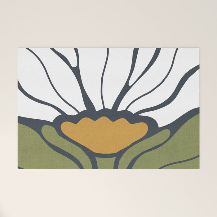 Modern Boho Art Nouveau Floral 3.1 ochre green grey Welcome Mat Gallery Image 1