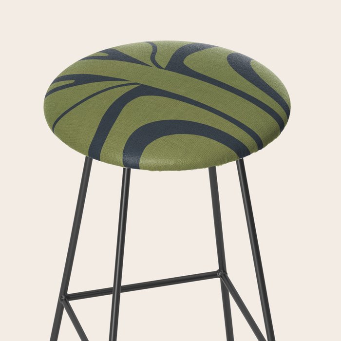 Modern Boho Art Nouveau Floral 3.1 ochre green grey Stool Gallery Image 2